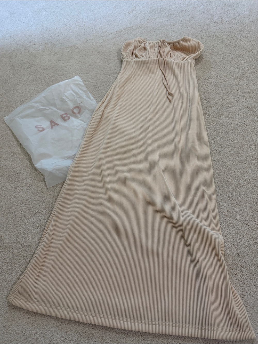 SABO Beige Ribbed Maxi Dress